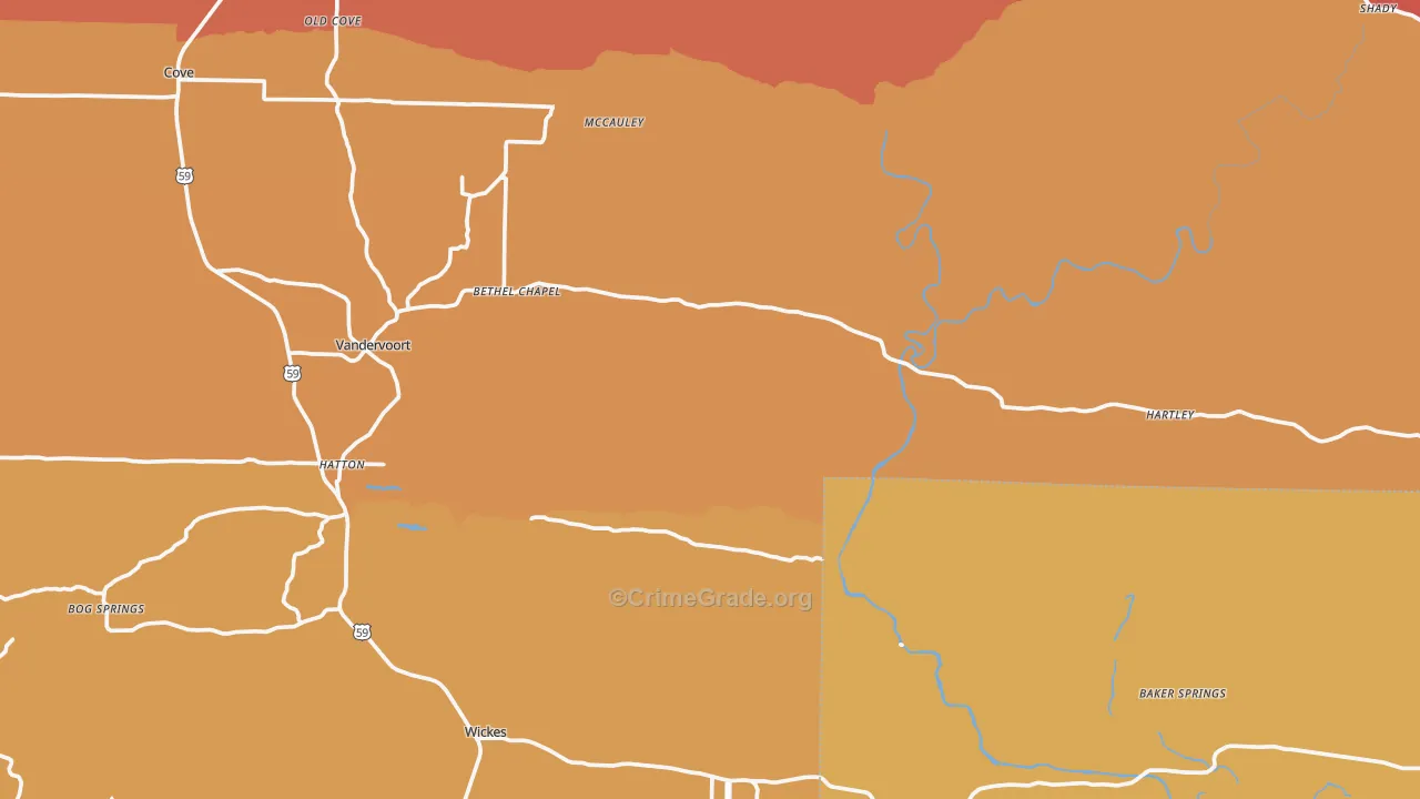 Grannis, AR Map of Arson Rates