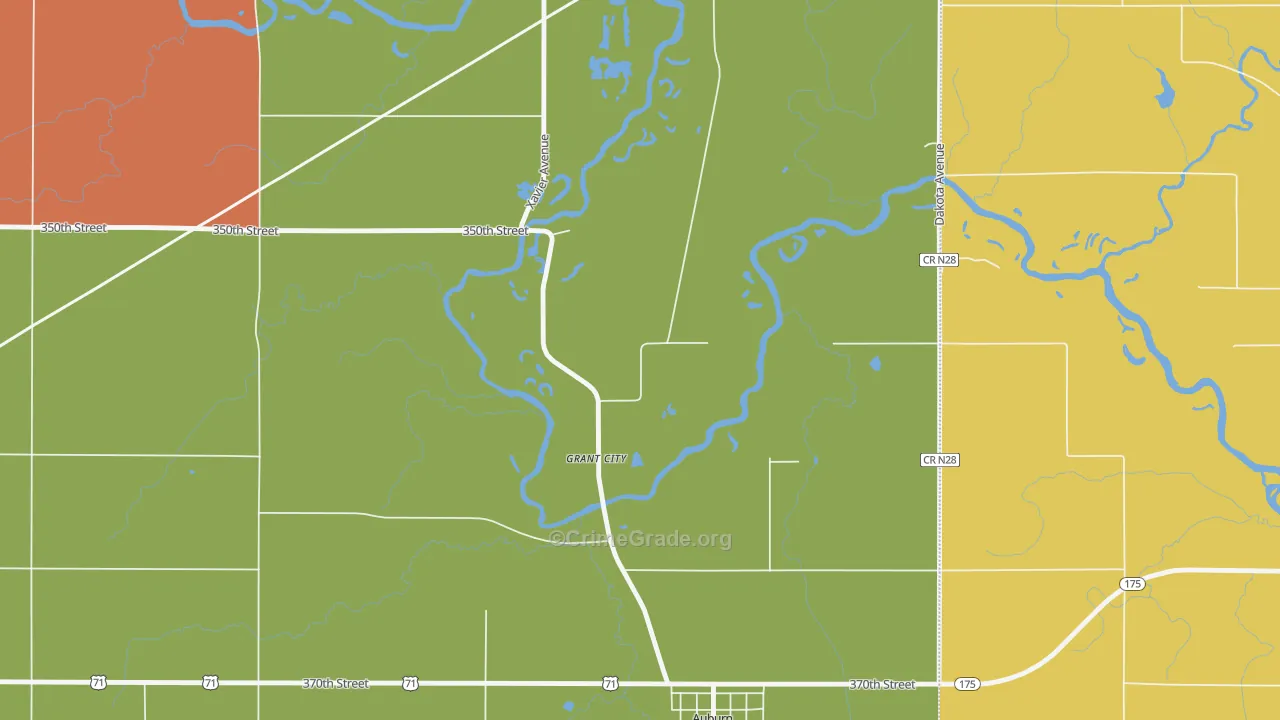 Grant City, IA Map of Arson Rates