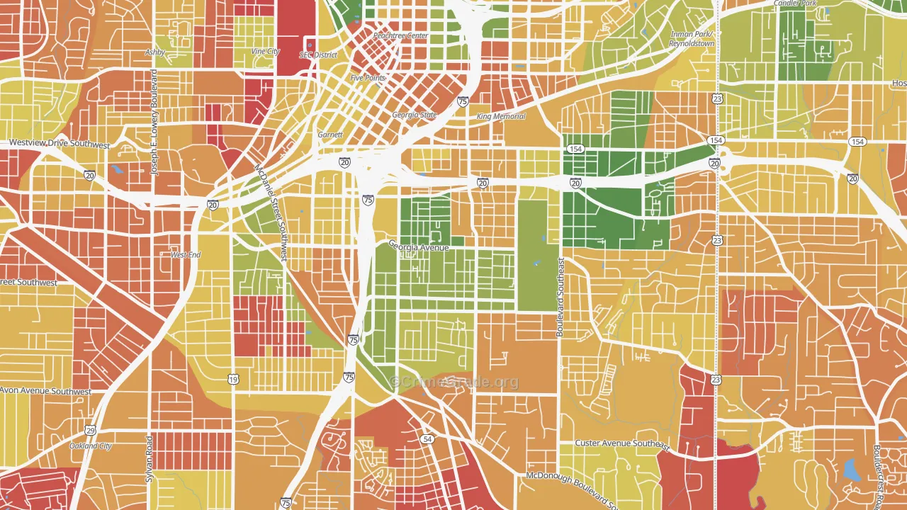 Grant Park, Atlanta, GA Map of Arson Rates