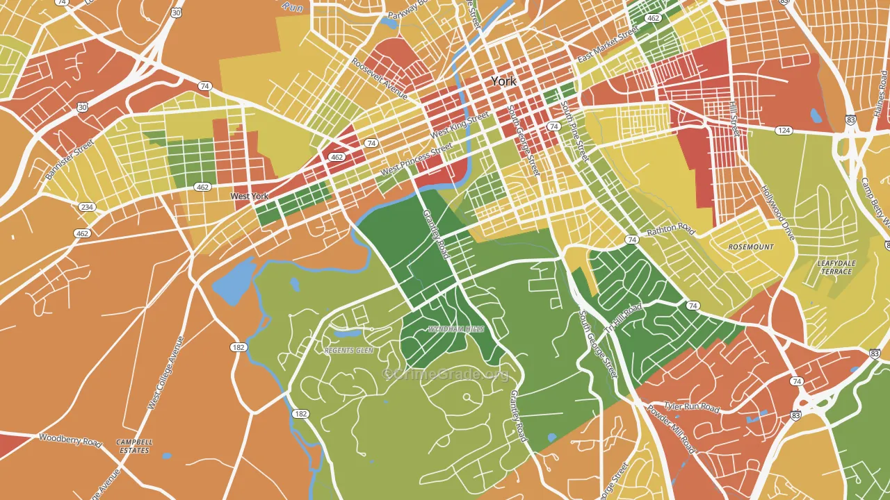 Grantley, York, PA Map of Arson Rates