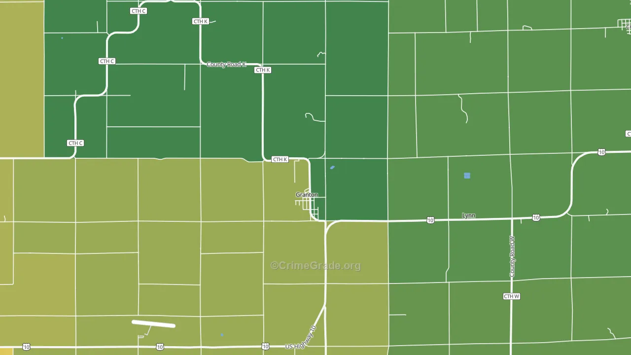 Granton, WI Map of Arson Rates