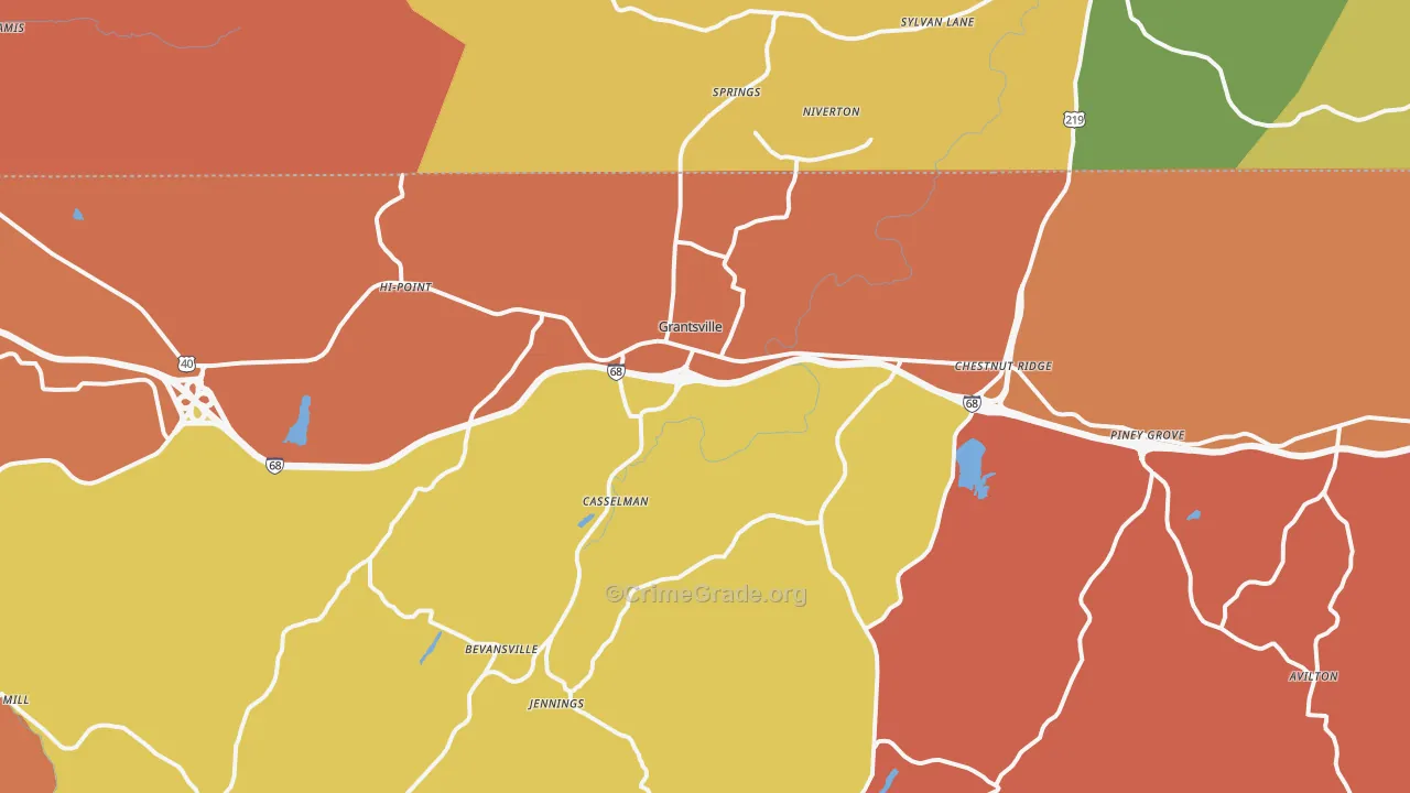Grantsville, MD Map of Arson Rates