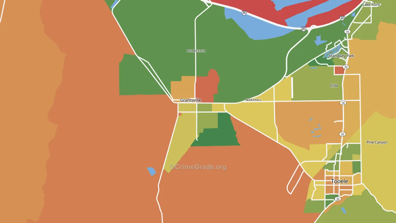 Grantsville, UT Map of Arson Rates