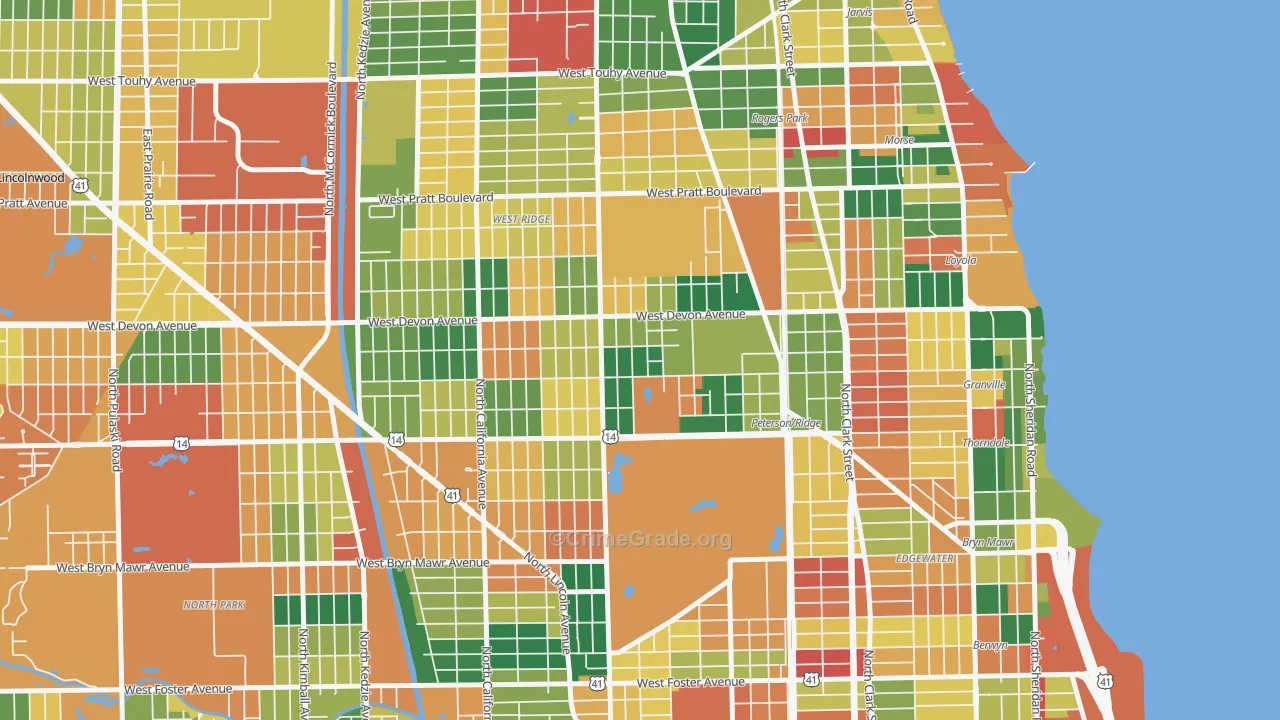 Granville Gardens, Chicago, IL Map of Arson Rates
