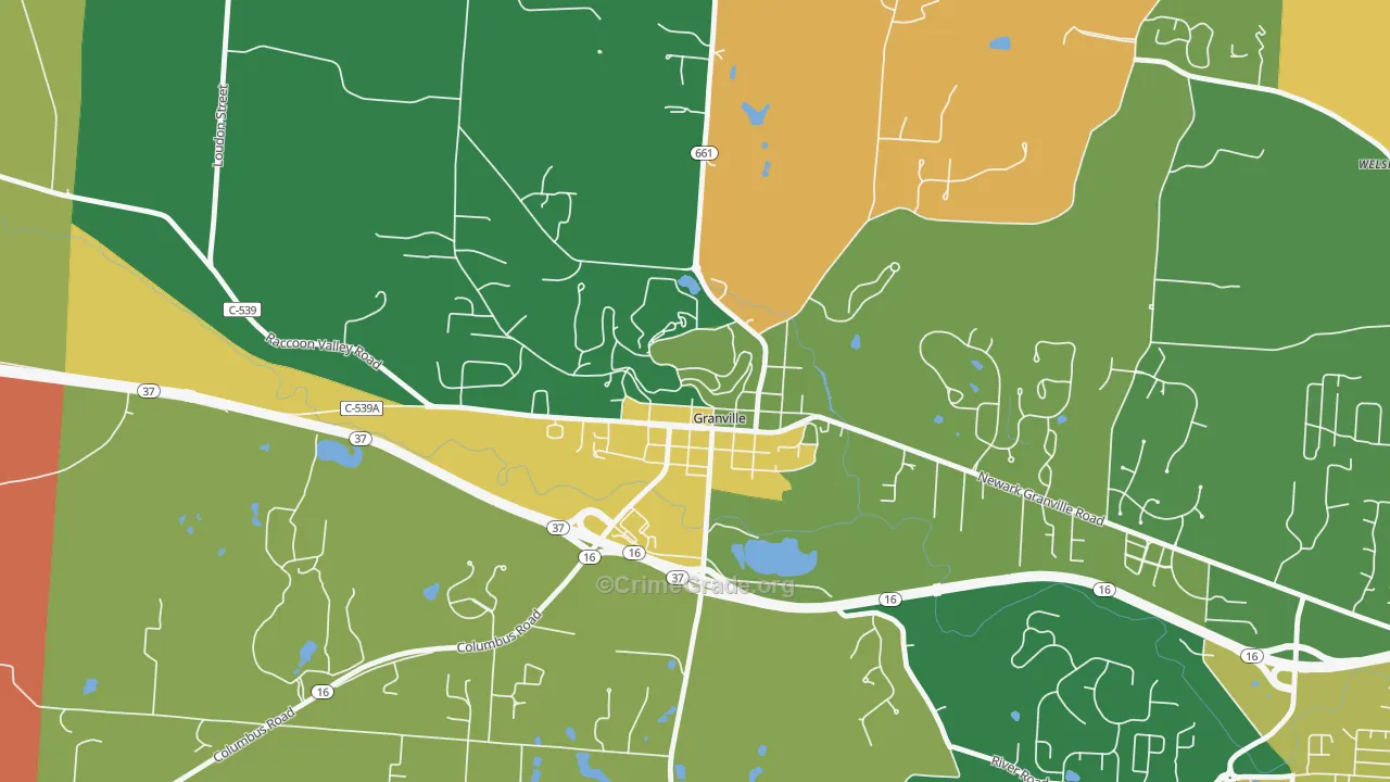 Granville Historic District, Granville, OH Map of Arson Rates