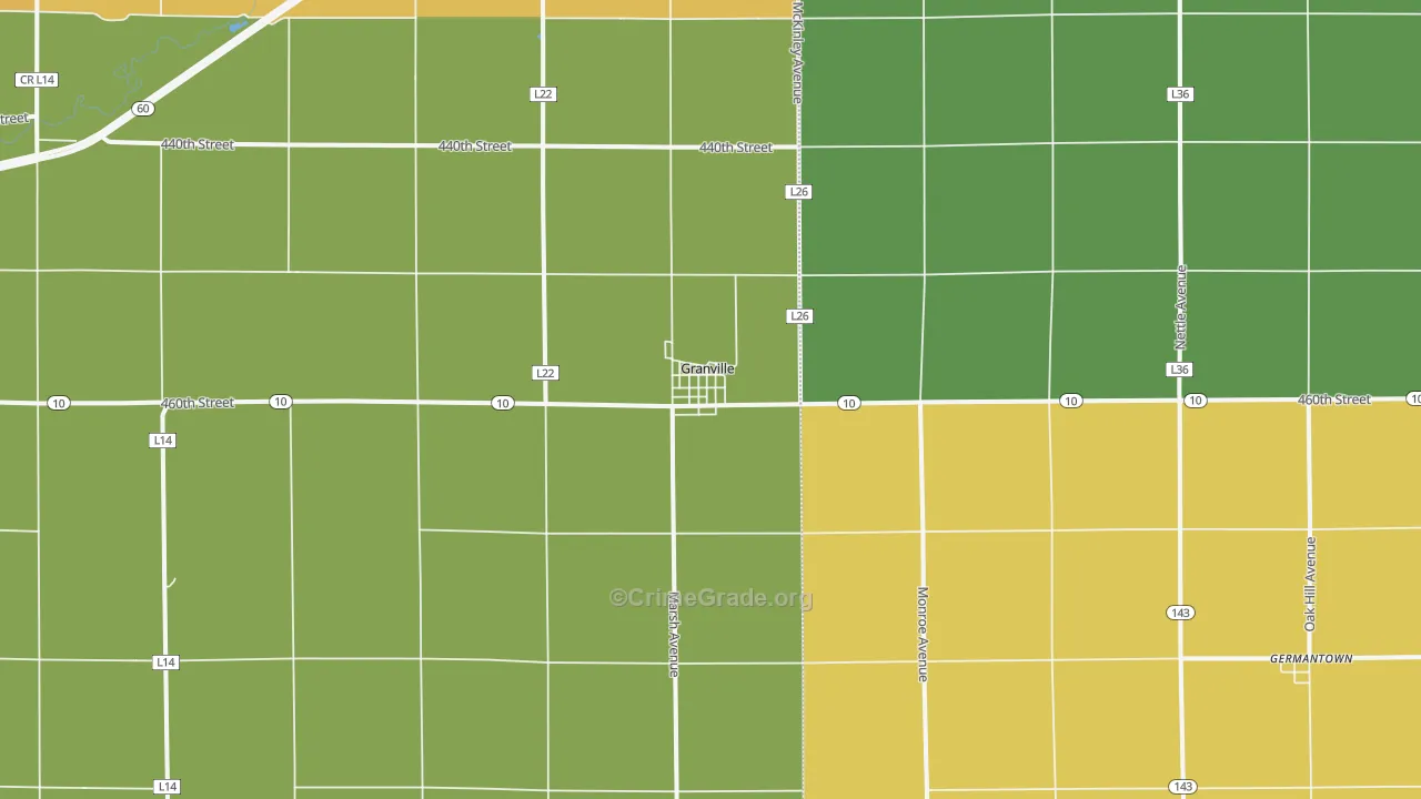 Granville, IA Map of Arson Rates