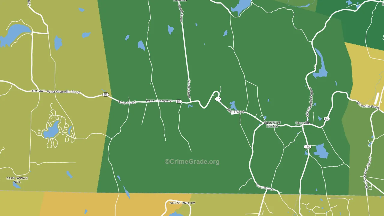 Granville, MA Map of Arson Rates