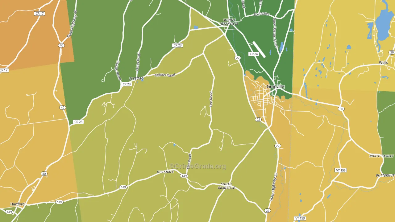 Granville, NY Map of Arson Rates