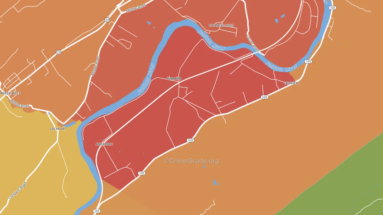 Granville, PA Map of Arson Rates