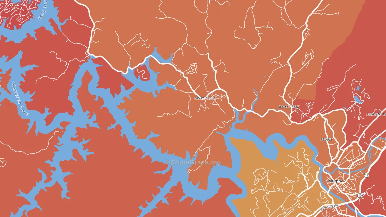 Grape Creek, NC Map of Arson Rates