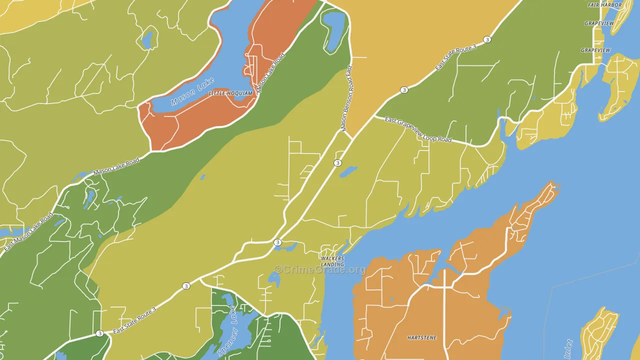 Grapeview, WA Map of Arson Rates