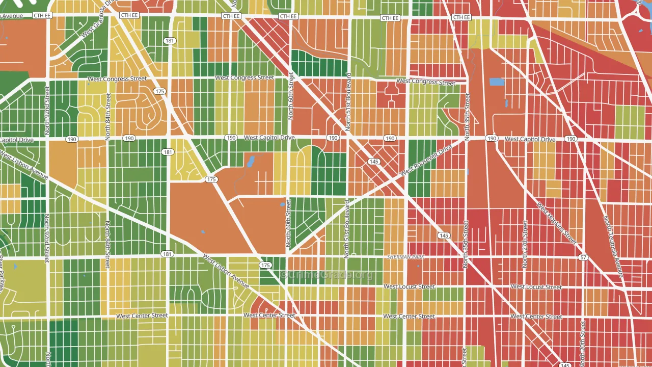 Grasslyn Manor, Milwaukee, WI Map of Arson Rates