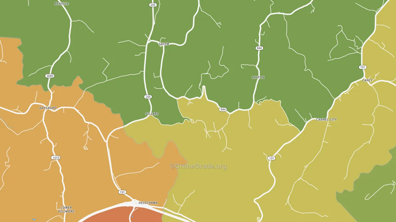 Grassy Creek, KY Map of Arson Rates