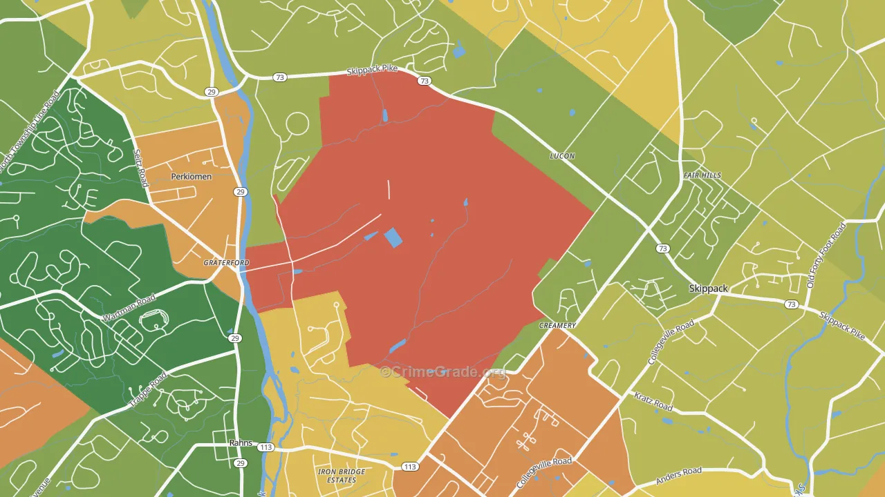 Graterford, PA Map of Arson Rates
