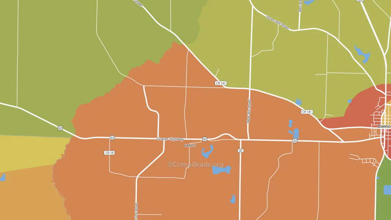 Graves, GA Map of Arson Rates