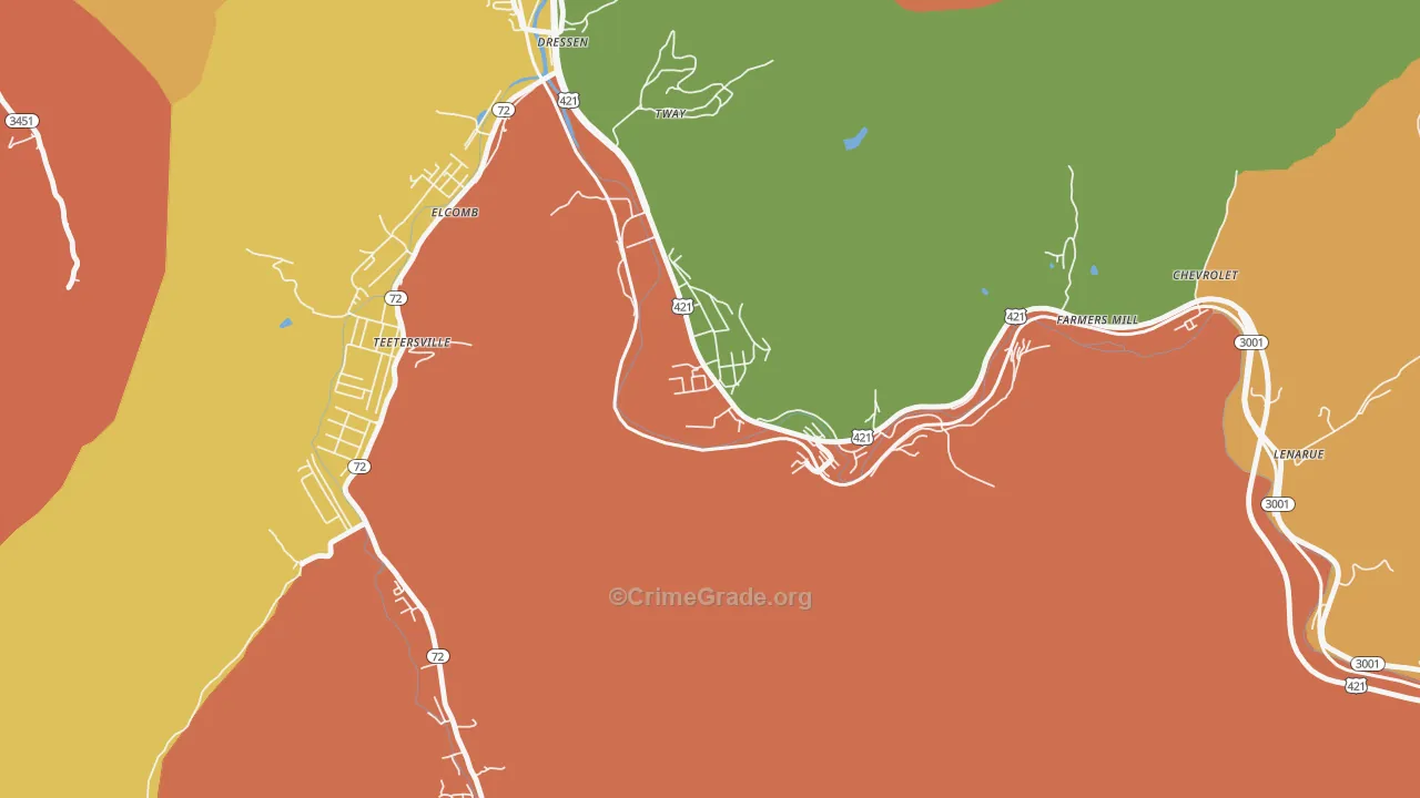 Grays Knob, KY Map of Arson Rates