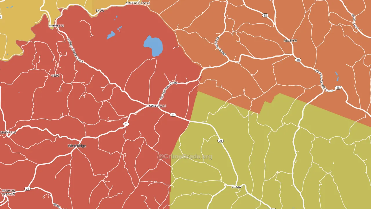 Graysville, PA Map of Arson Rates