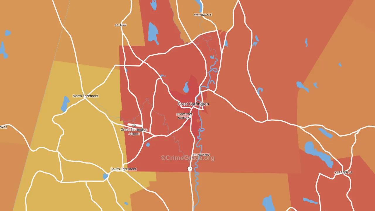 Great Barrington, MA Map of Arson Rates