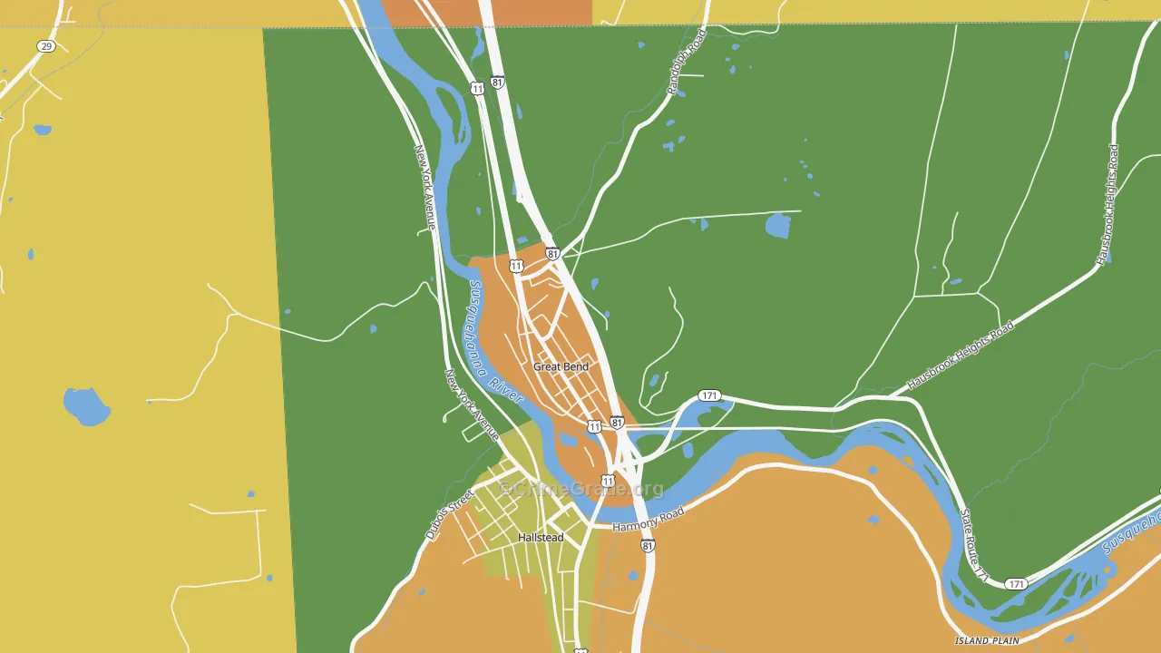 Great Bend, PA Map of Arson Rates