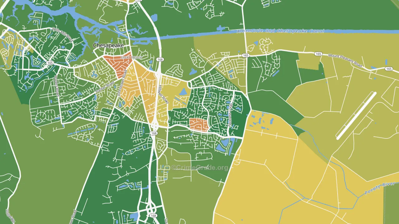 Great Bridge East, Chesapeake, VA Map of Arson Rates