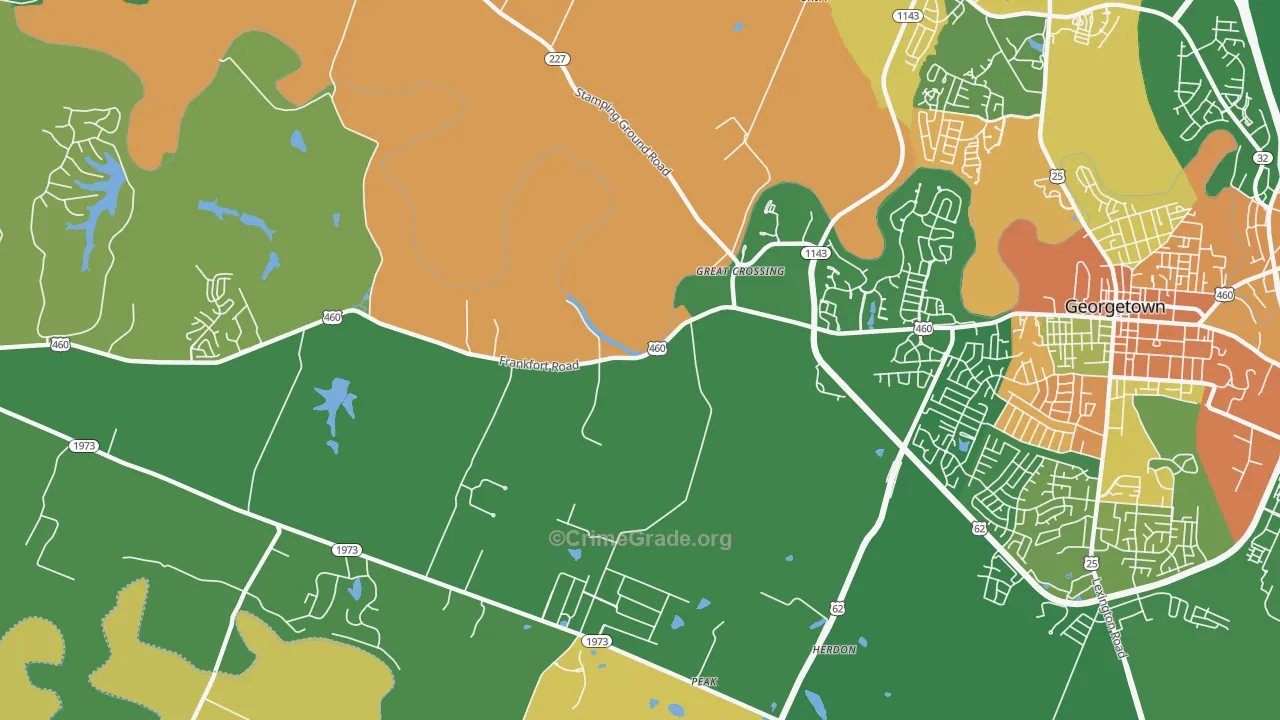 Great Crossing, KY Map of Arson Rates