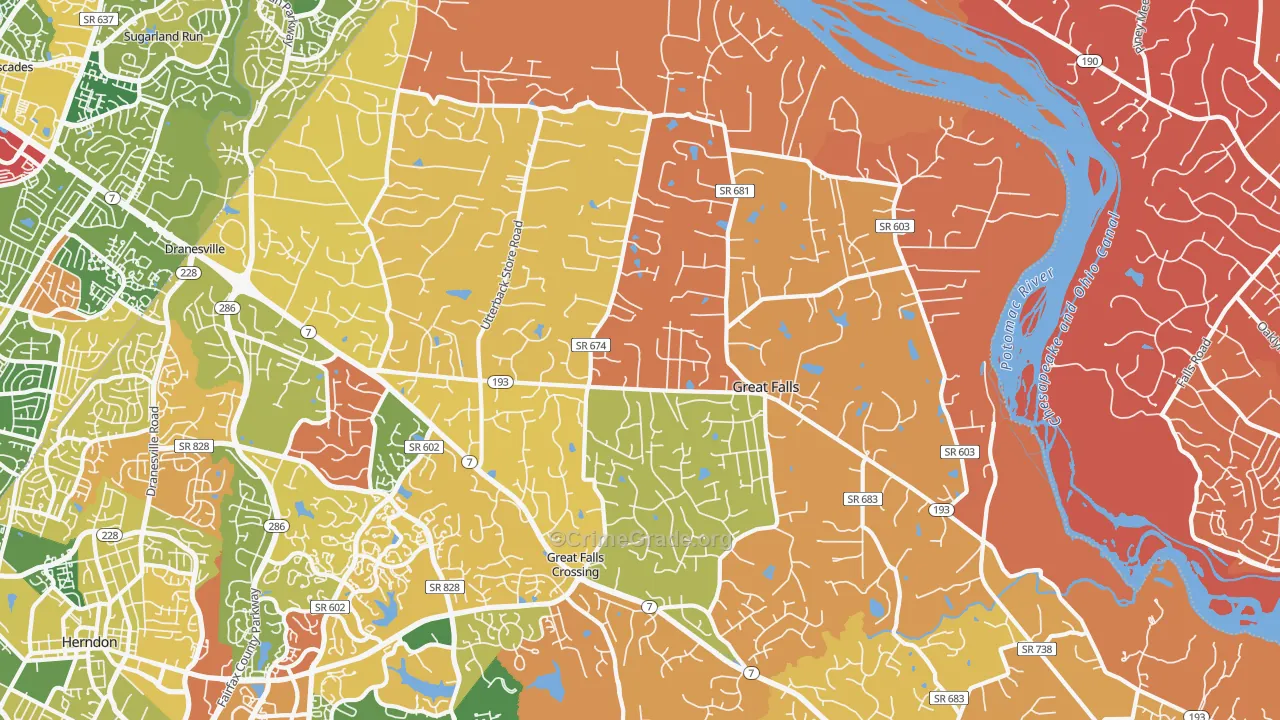 Great Falls, VA Map of Arson Rates