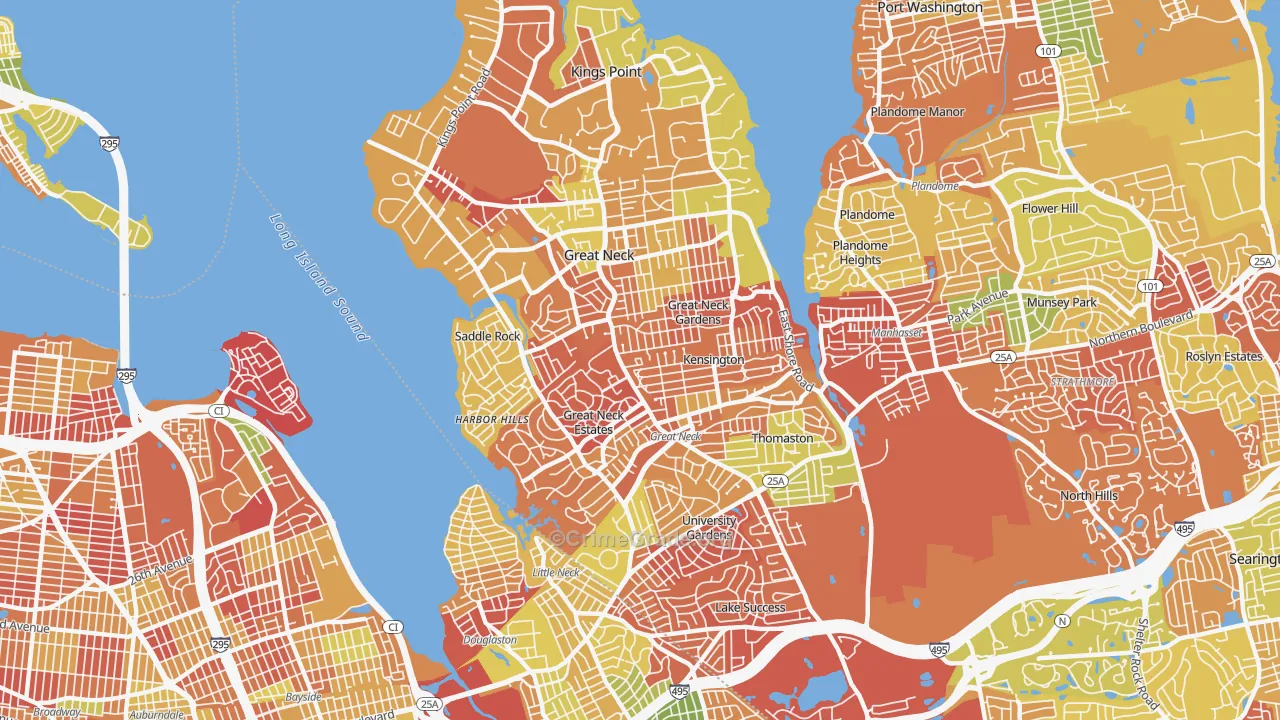 Great Neck, NY Map of Arson Rates