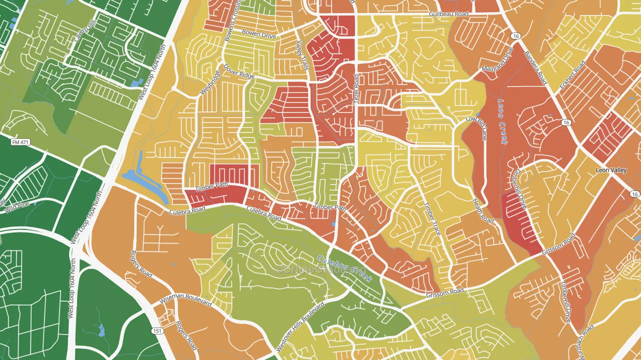 Great Northwest, San Antonio, TX Map of Arson Rates