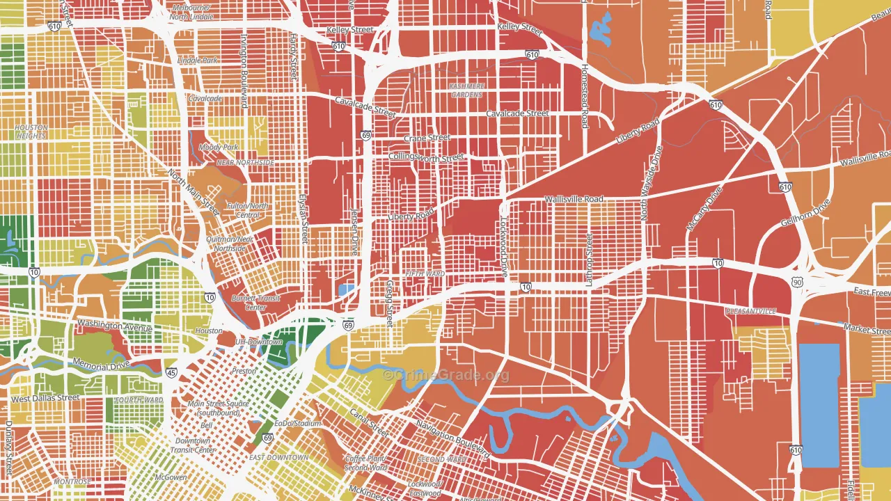 Greater Fifth Ward, Houston, TX Map of Arson Rates