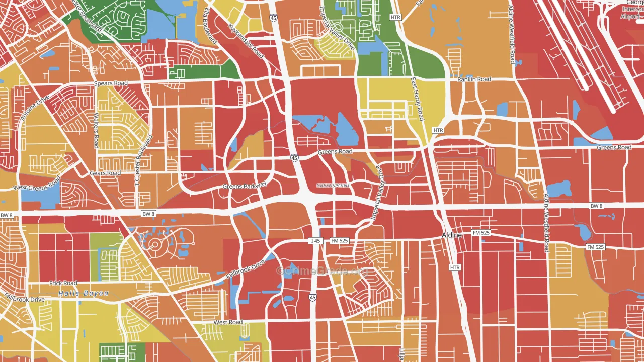 Greater Greenspoint, Houston, TX Map of Arson Rates