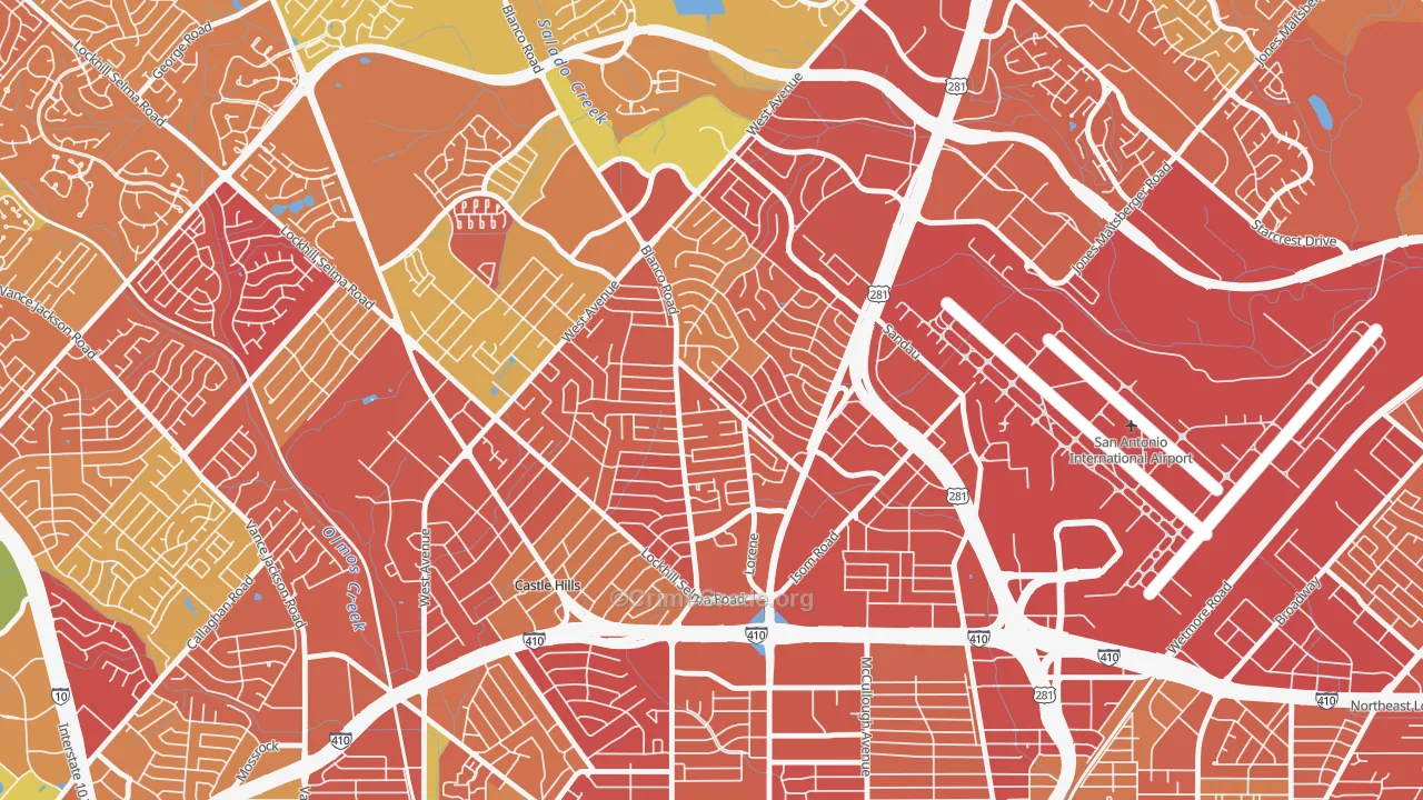 Greater Harmony Hills, San Antonio, TX Map of Arson Rates