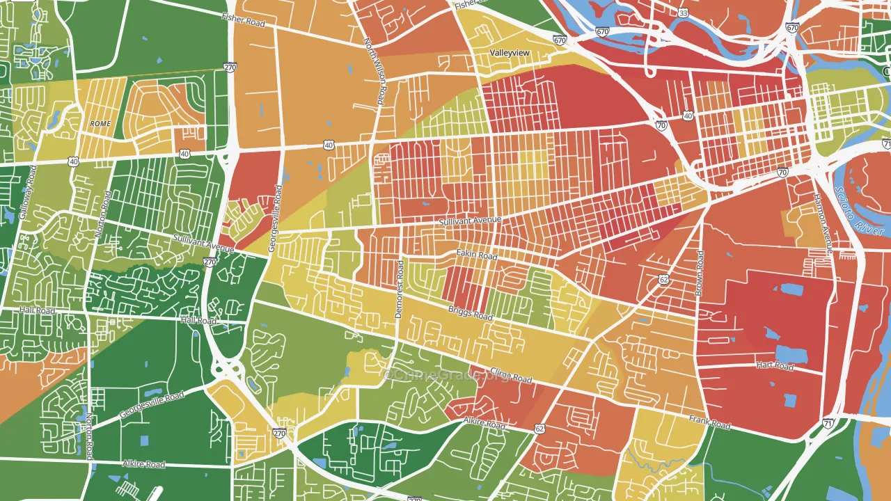 Greater Hilltop, Columbus, OH Map of Arson Rates