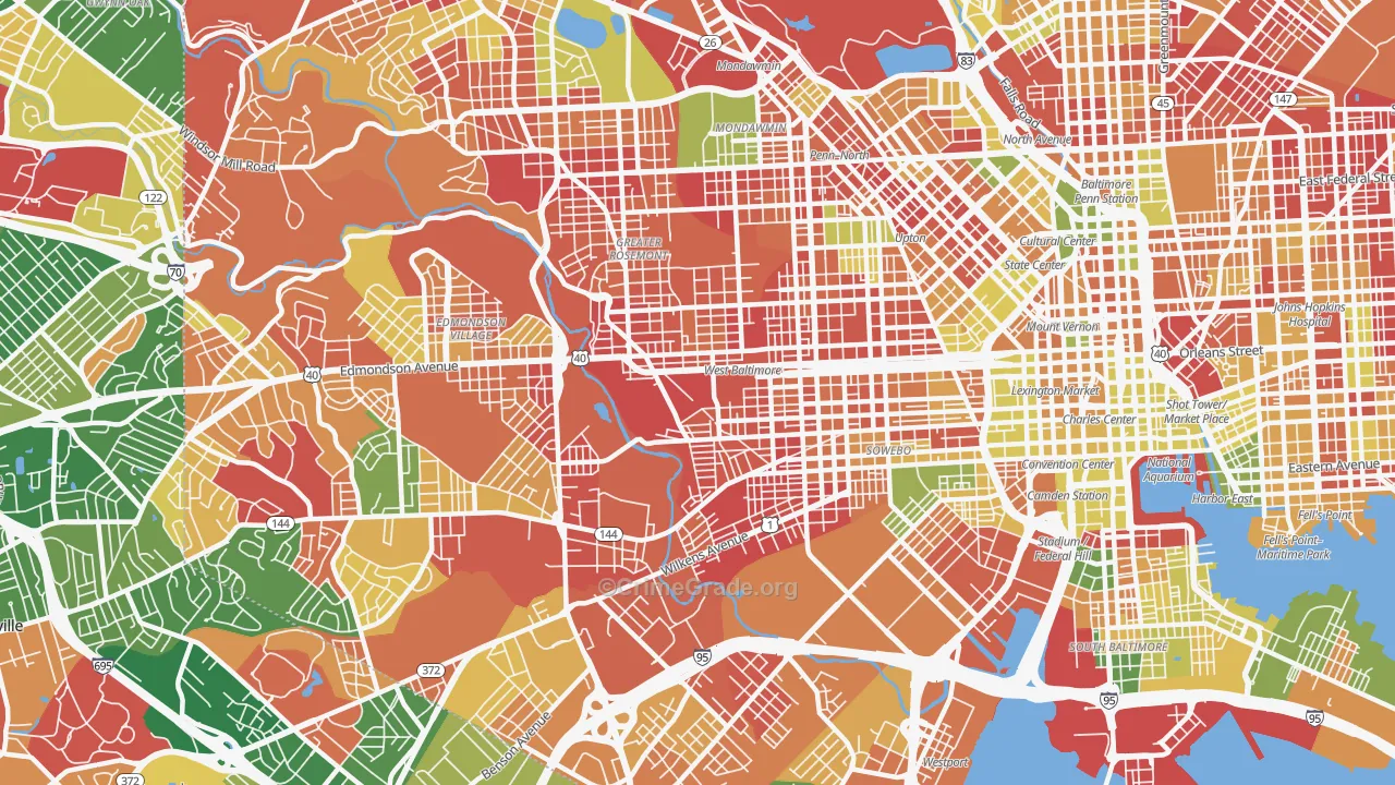 Greater Rosemont, Baltimore, MD Map of Arson Rates