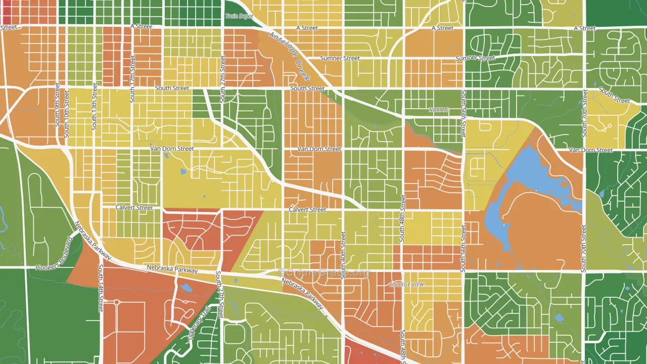 Greater South, Lincoln, NE Map of Arson Rates
