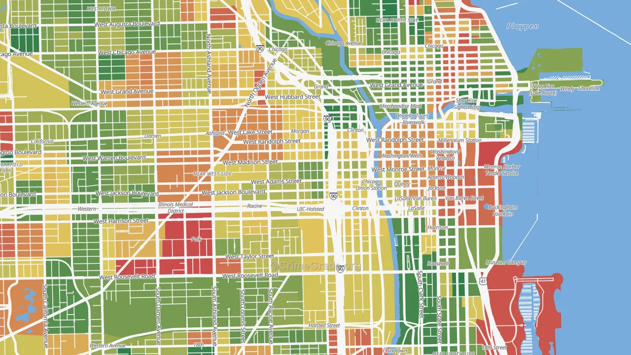 Greektown, Chicago, IL Map of Arson Rates