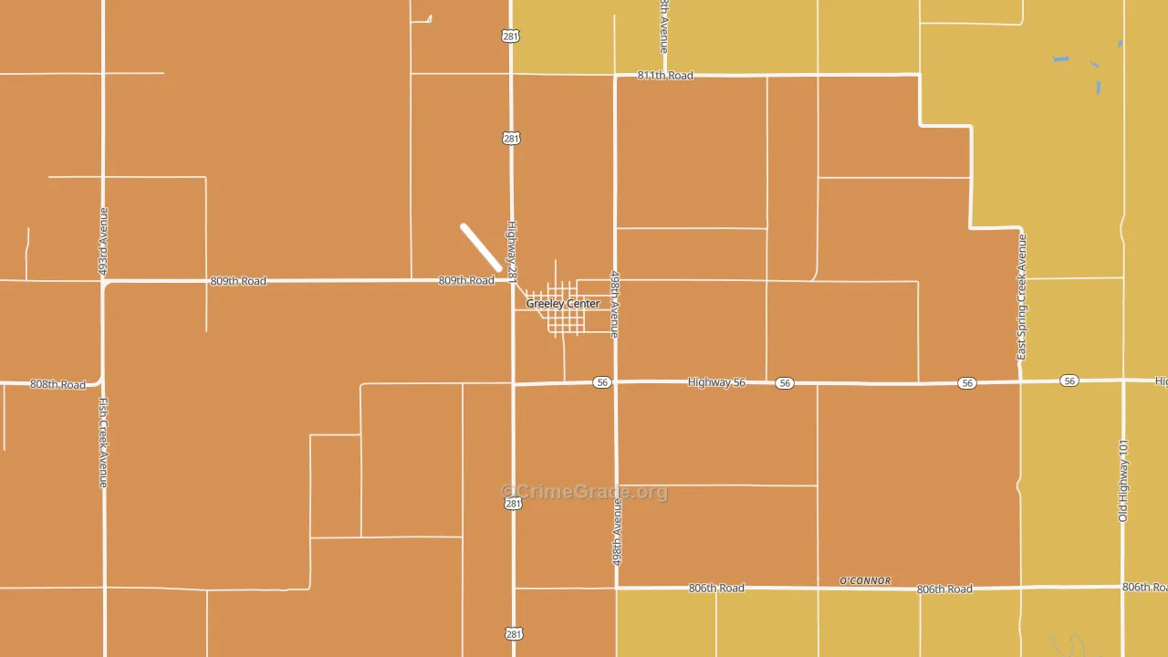 Greeley Center, NE Map of Arson Rates