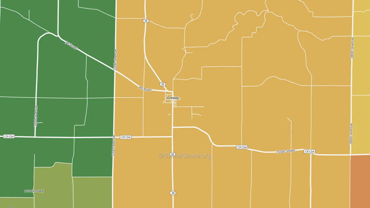 Greeley, IA Map of Arson Rates