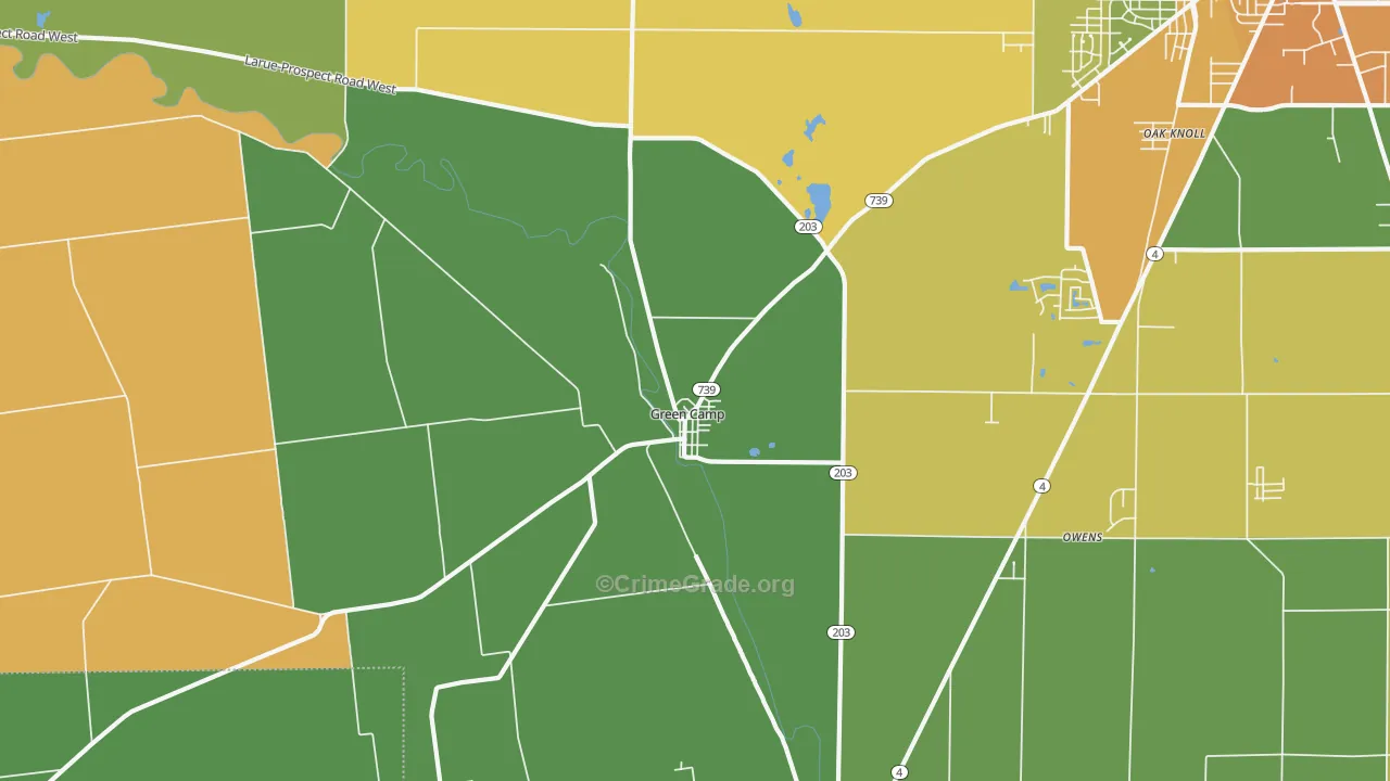Green Camp, OH Map of Arson Rates