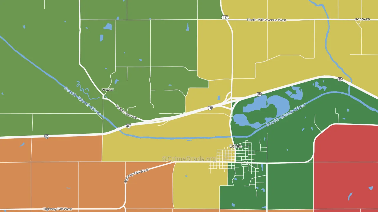 Green Castle, IA Map of Arson Rates