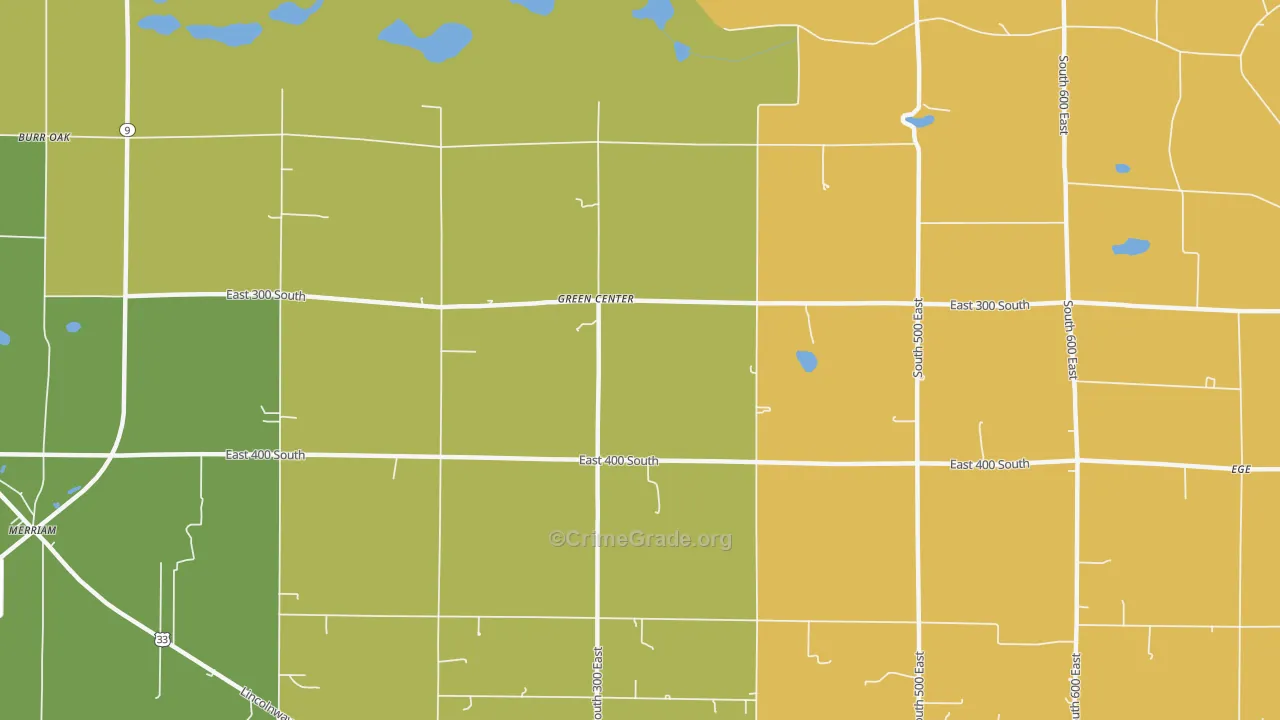 Green Center, IN Map of Arson Rates