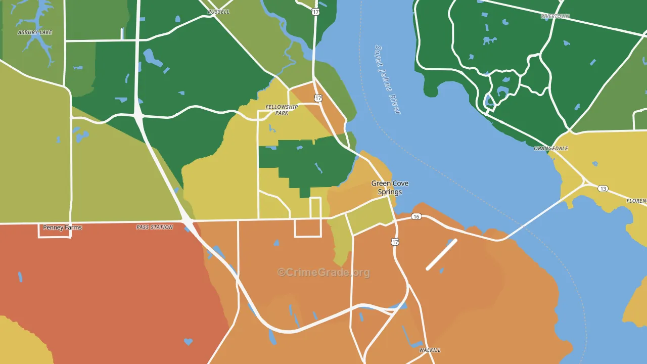 Green Cove Springs, FL Map of Arson Rates