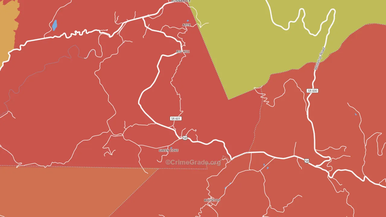 Green Cove, VA Map of Arson Rates