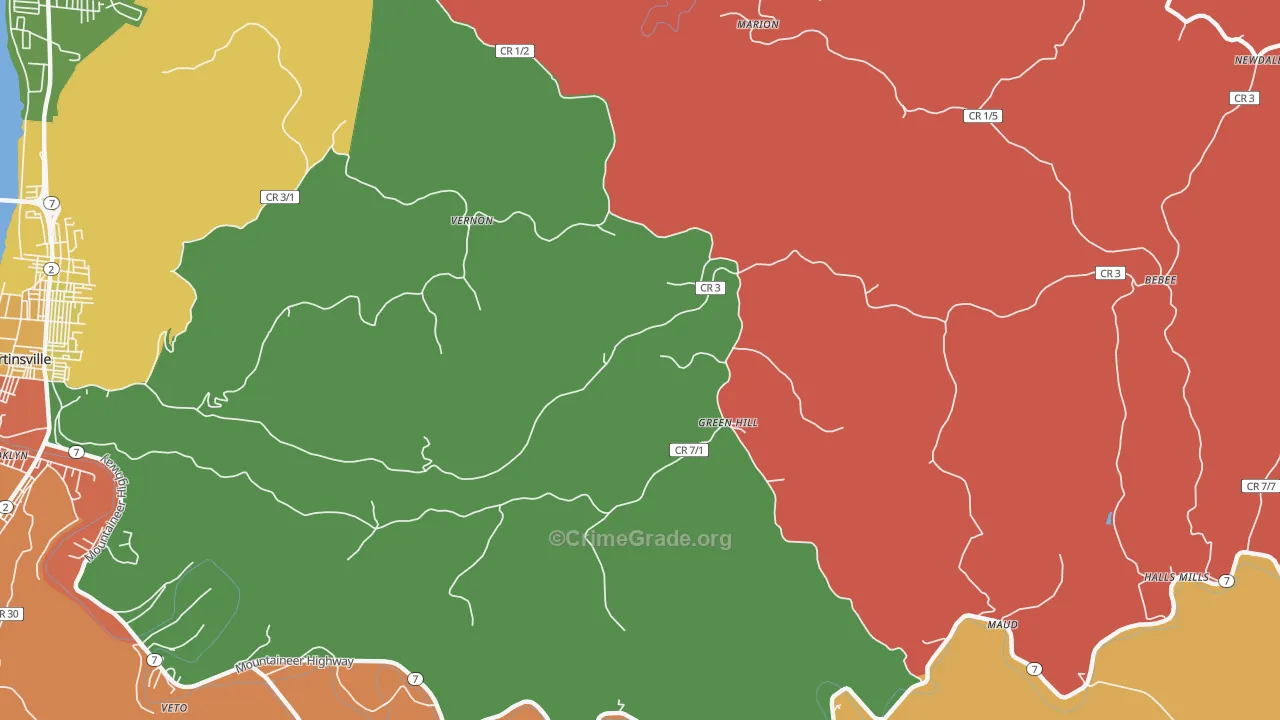 Green Hill, WV Map of Arson Rates
