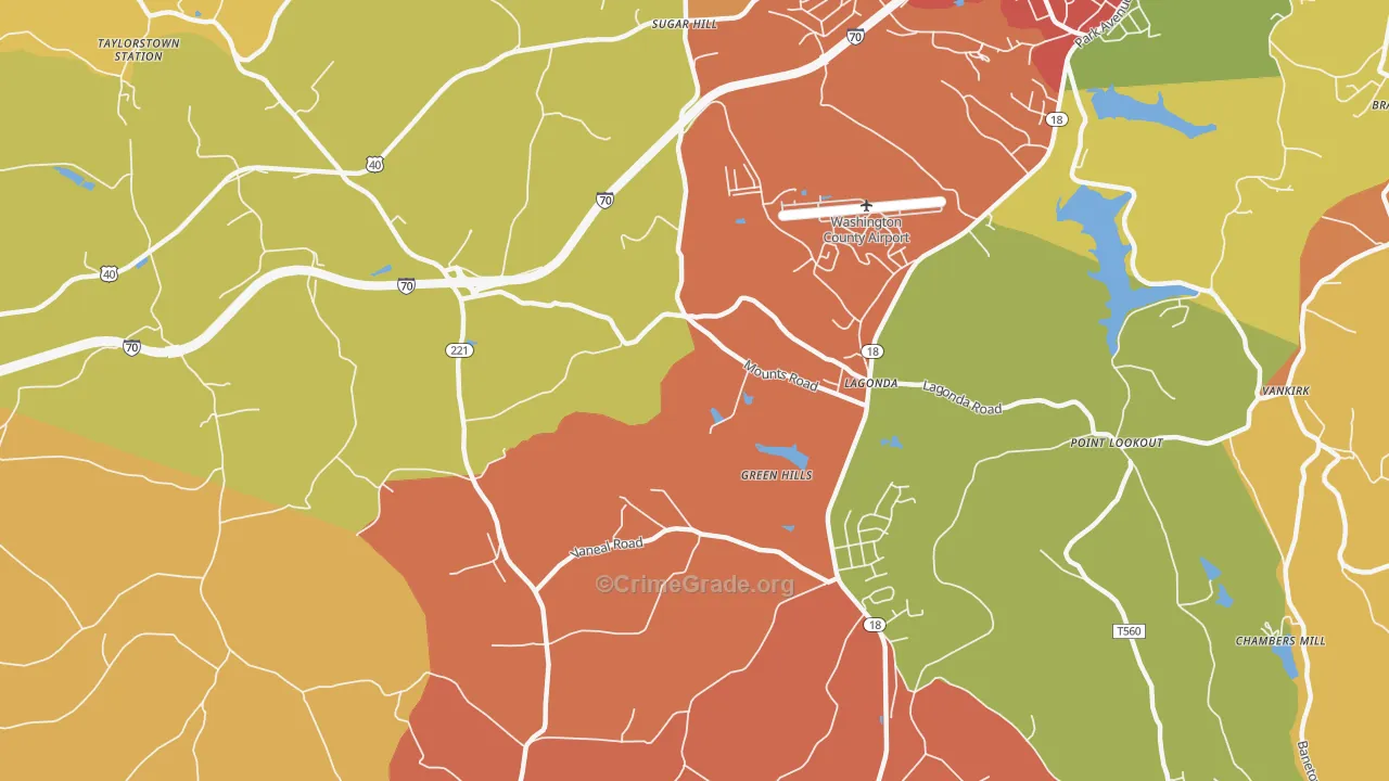 Green Hills, PA Map of Arson Rates