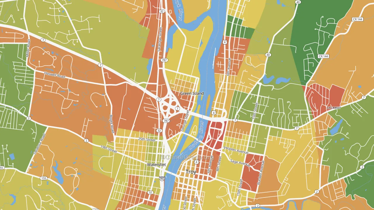 Green Island, NY Map of Arson Rates