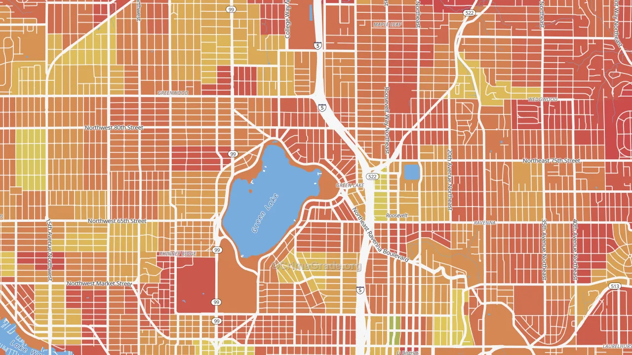 Green Lake, Seattle, WA Map of Arson Rates