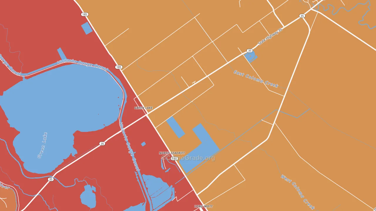 Green Lake, TX Map of Arson Rates
