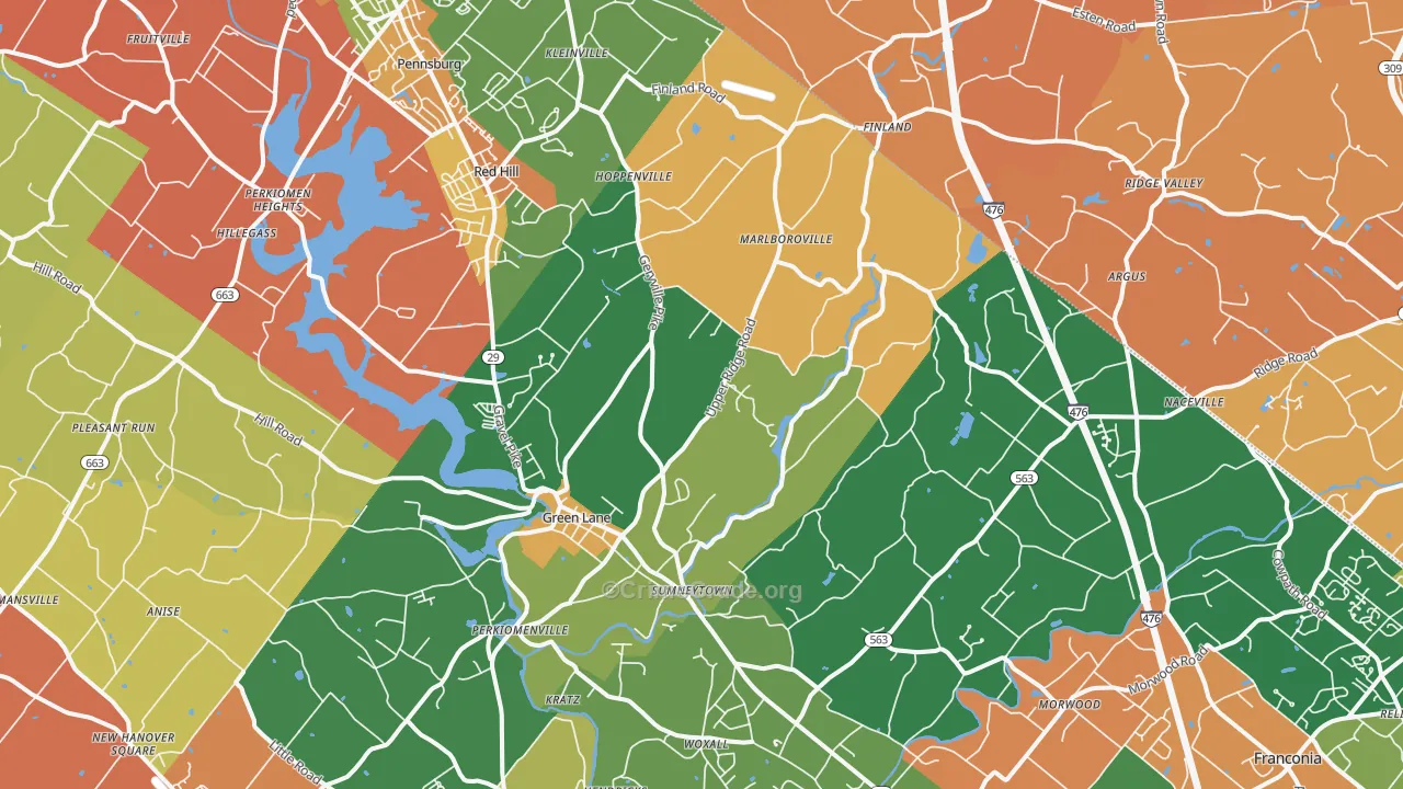 Green Lane, PA Map of Arson Rates