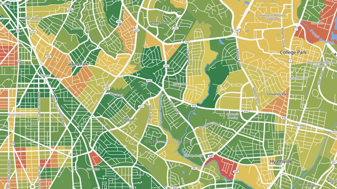 Green Meadows, Chillum, MD Map of Arson Rates