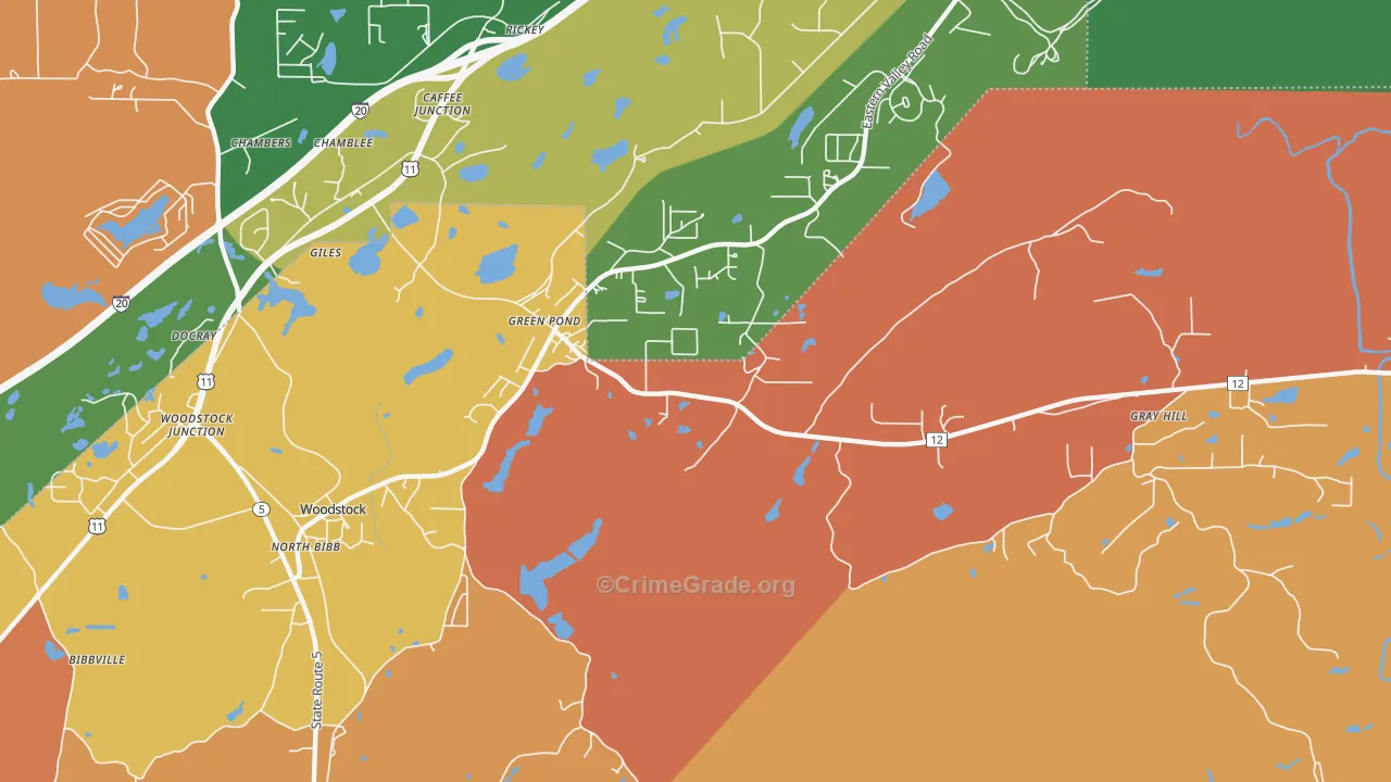 Green Pond, AL Map of Arson Rates